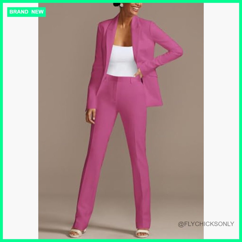 Long Sleeve Blazer and Slim Fit Pants Set Business Outfits - Picture 3 of 7